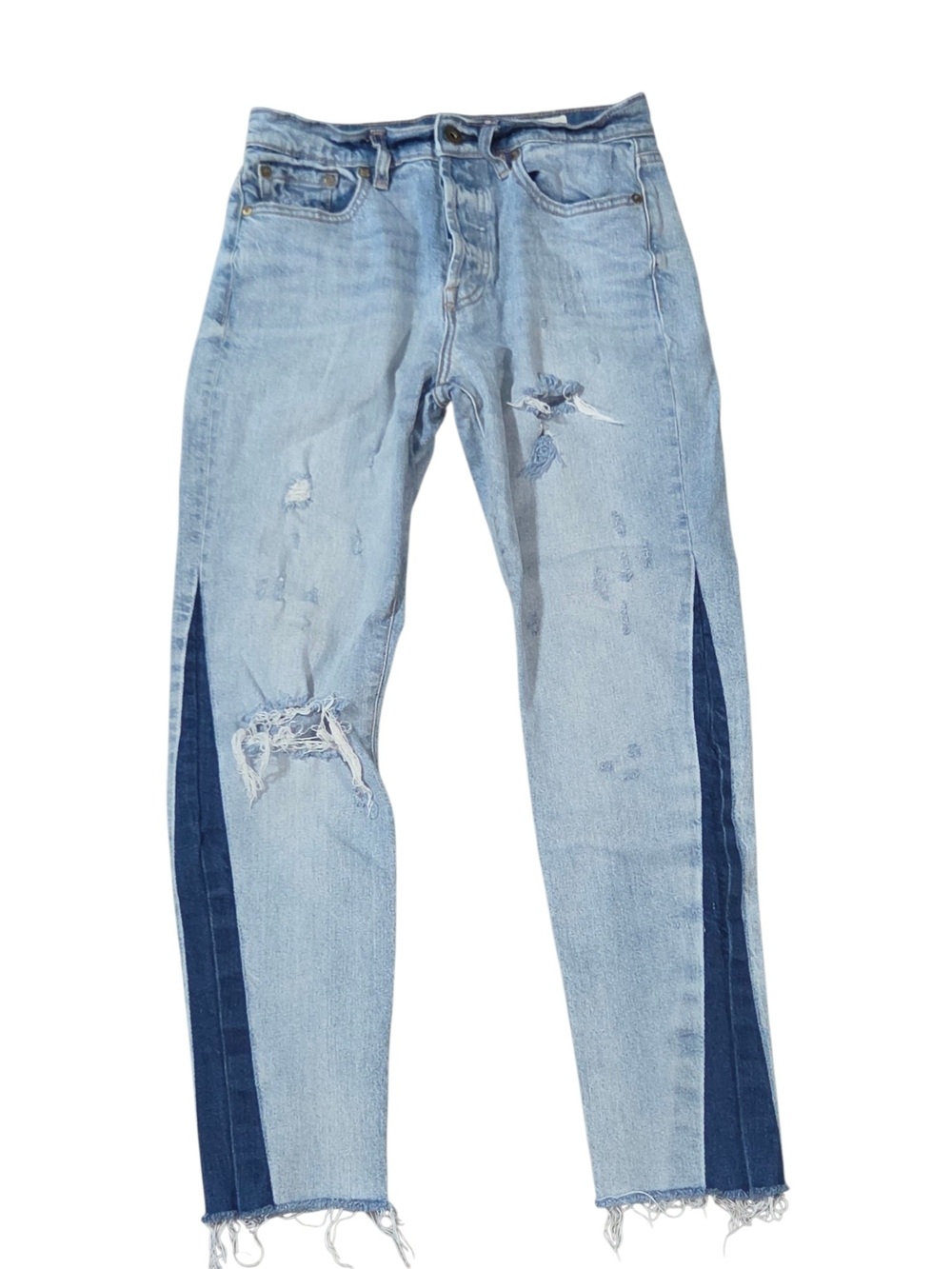 Pistola 27 (28x25.5) Pick me up ankle Raw hem Two Tone Distressed Jean Buttonfly